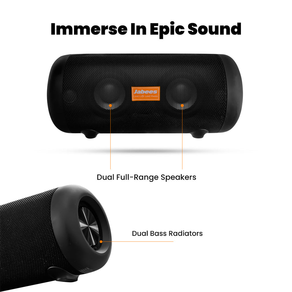 WHALE with Nylon Strap – Bluetooth IPX7 Waterproof Portable Outdoor Speaker with 30W Stereo Sound and USB Charge Out